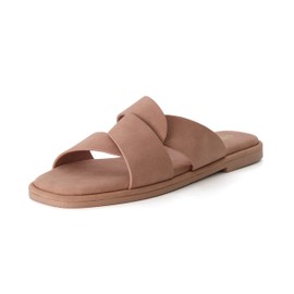CUSHIONAIRE Women's Tribune slide sandal +Memory Foam, Wide Widths Available, Mauve 8.5 W