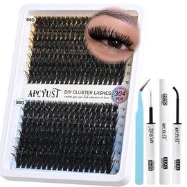 APCYUST Lash Clusters Kit Wispy Lash Extension Kit Individual Eyelash Cluster 60D+80D Eyelash Extensions Kit DIY Volume Lashes Natural False Mink Lash Clusters Kits with Lash Bond and Tweezers