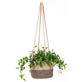 Hanging Planter Basket Jute Rope Woven Plant Hangers Indoor Hanging Plant Holder Up to 7" Pot Macrame Modern Storage Organizer Home Decor (Jute)