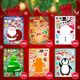 36 Sheets Christmas Stickers for Kids Make Your Own Christmas Stickers, Christmas Party Games Stickersfor Kids Christmas Party Favors Crafts Decorations, Stocking Stuffers
