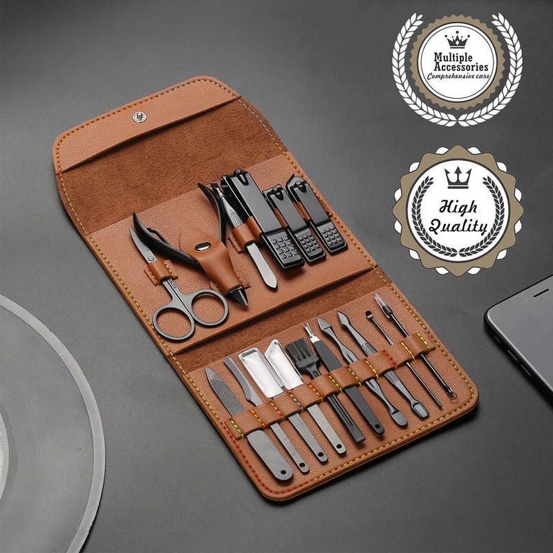 Gifts for Men/Women, Stainless Steel Manicure Set with PU leather