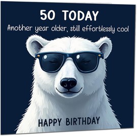 Cute 50th Birthday Card Another Year Older and Still Effortlessly Cool' Funny Birthday Card for 50th Years, fiftieth, fifty,