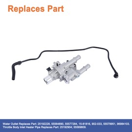 Aluminium Engine Coolant Thermostat Housing Assembly Kit(with Throttle Body Inlet Heater Pipe).Fit for Chevy Cruze 2011-2016, Chevy Sonic 2013-2018 1.8L .Replaces Part # 25199824,25192228,25192904.
