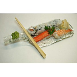 UpCycled Clear Swirl Textured Wine Bottle Recycled as a Cheese Tray or Sushi Platter