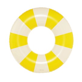 Petites Pommes Inflatable Donut for Kids - Durable Inner Tube, Handprinted Classic Striped Design Float Rings, Soft Comfort Seaming, Packable Floats for Travel, Yellow, 35 inch