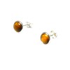 TIGER'S EYE Round Sterling Silver 925 Gemstone Stud Earrings -