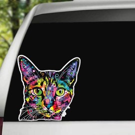 Generic Multicolored Funky Cat Vibrant Colors Artistic Vinyl Bumper Decal Sticker for Windows, Cars, SUVs, Bikes, Laptops, Notebooks etc Waterproof 5 inches, Manz74