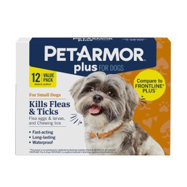 PetArmor PetArmor Plus Flea and Tick Prevention for Dogs, Dog Flea and Tick Treatment, 12 Doses, Waterproof Topical, Fast Acting, Small Dogs (5-22 lbs)