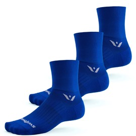 Swiftwick- ASPIRE FOUR (3 Pairs) Cycling & Trail Socks, Breathable, Compression Fit (Cobalt, Large)