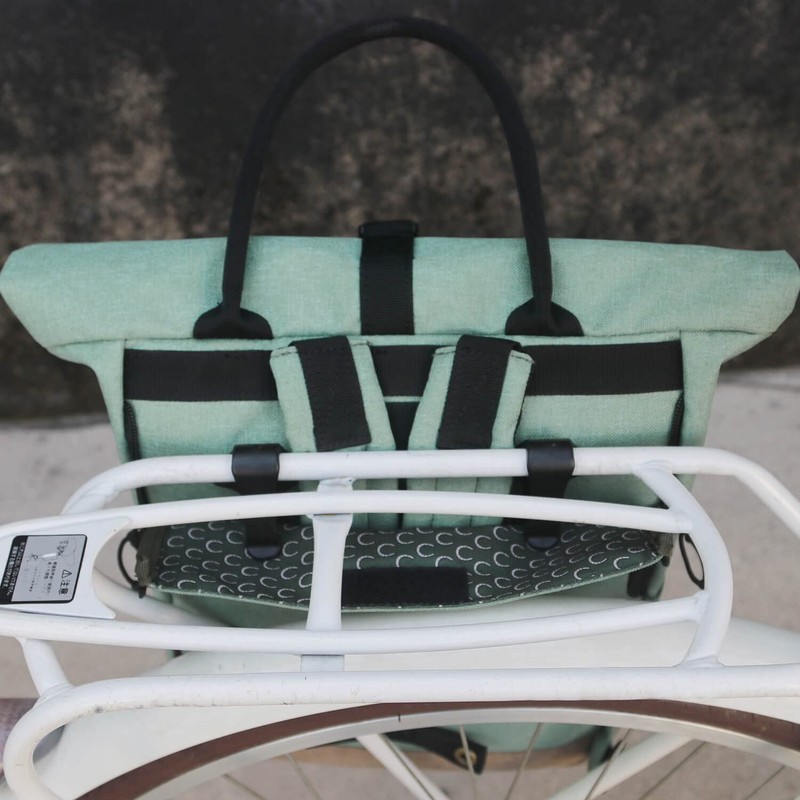 TOURBON Nylon Roll-Top Clip-On Market Shopper Bicycle Bag Backpack Shoulder