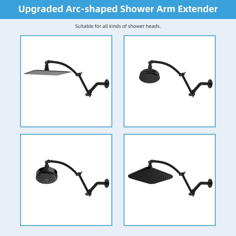 Hibbent All Metal 16'' Shower Head Extension Arm, Solid Brass