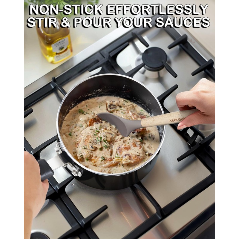 Cook N Home Nonstick Sauce Pan Set 1Qt and 2Qt,