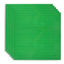 Lekebaby Set of 6 Building Plates, Compatible with Different Building Blocks, 25 x 25 cm, Base Plates, Green