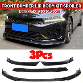 HHENGYISOUL Front Bumper Lip Fit for Kia K5 GT-Line 2020-2025,3 PCS Front Bumper Lip Body Kit Spoiler Compatible with 2020-2025 Kia K5 GT Line Front Splitter, Gloss Black