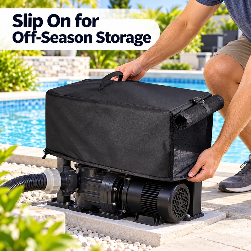 600D Oxford Pool Pump Winter Cover, Waterproof UV-Resistant Equipment Cover