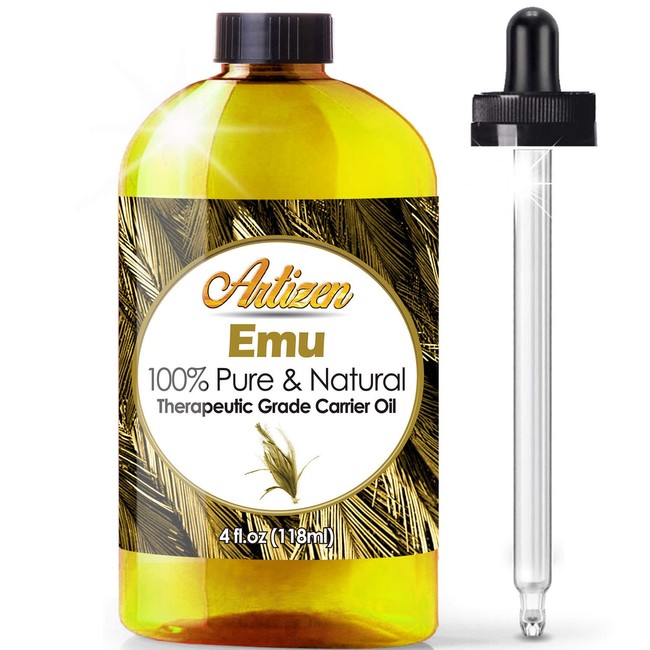 4oz - Emu Oil by Artizen (HUGE 4OZ BOTTLE) - Premium Skin & Hair Moisturizer - Natural Hair Strengthener to Help Prevent Hair Loss - Perfect Additive to Shampoo, Conditioner, Soap, and Lotion
