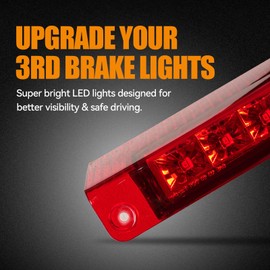 Cxdar Third 3rd Brake Light LED for 2003-2017 Chevy Express, High Mount Rear Brake Lights Assembly for 03-17 GMC Savana, Waterproof Center Cab Lamp Stop Light, Red Lens