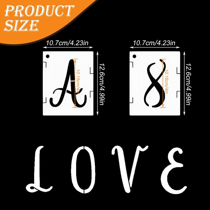 4 Inch Letter Stencils, 42 Pieces, Reusable Letter and Number
