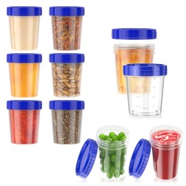 TJHypenete 10PCS Small Containers with Lids, 4 oz Reusable Salad Dressing Container, Sauce Storage Container, Leakproof Condiment Containers, Stackable Plastic Dip Sauce Cups for Snack Drink Ketchup