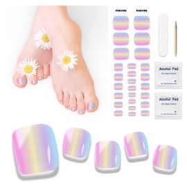 Semi Cured Gel Pedicure Strips,26 PCS Gel Nail Strips Works with Any UV Light, Salon Quality Gel Nail Stickers，Easy to Apply & Remove