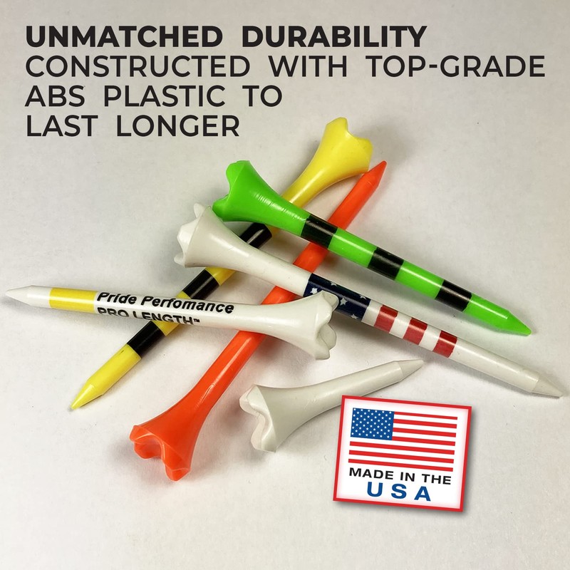 Pride Golf Tee Performance Plastic Golf Tees - 100 Count,