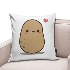 QMS CONTRACTING LIMITED Throw Pillow Cover Cute Potato In Love Decorative Pillow Case Home Decor Square 18x18 Inches Pillowcase