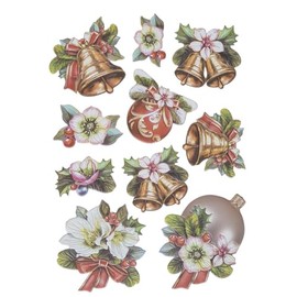 Ideen mit Herz Sticker Sheet 3D Relief Stickers | High Quality Embossed with 3D Effect | DIN A4 Sheet with Various Designs (Bells with Flowers)