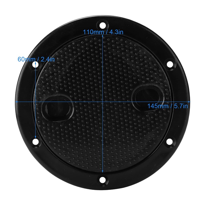 Boat Hatch Deck Plate, 4in Black Round Non Slip Inspection