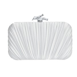 BYWAUQI Clutch Purses for Women Evening Women Handbag Formal Satin Purse with Detachable Chain for Wedding Party, Silver