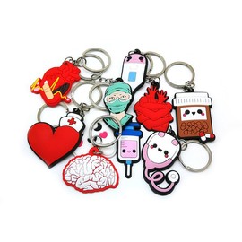 TXDAMAI Nurse Keyring, Medical Cartoon Keyring 11 Pieces Syringe Stethoscope Keychain Hanging Pendant for Doctor Nurse Gifts