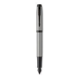 Parker IM Black Edition Premium Fountain Pen | Achromatic Matte Grey with Black Trims | Fine Nib | Black Ink | Gift Boxed