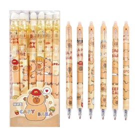 SKIPTHYBER Capybara Erasable Ballpoint Pen Set, 6 Pieces Animal Erasable Gel Pens, Ball at the End for Removing the Ink Ballpoint Pen Blue, Diameter of Lead 0.5 mm