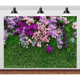 CORFOTO 6x4ft Fabric Flower Wall Backdrop Green Leaves Wall Rose Floral Blossom Photo Background Spring Nature Birthday Women Girls Photography Background Wedding Photo Studio Shoot