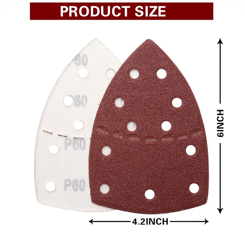 60pcs Mouse Detail Sander Sanding Pads 11 Holes Hook and