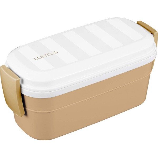Asbel Lantas CS-T600 Lunch Box, 23.6 fl oz (600 ml), Beige, Width 7.6 x Depth 3.5 x Height 3.5 inches (19.3 x 8.9 x 8.9 cm), Includes Spoon and Chopsticks
