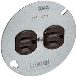 Leviton 15 Amp 125 Volt, Duplex Receptacle, with 4" Metal Cover, Residential Grade, Grounding, 1228, Brown