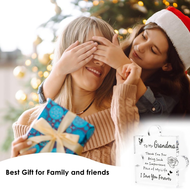 Beautiful Acrylic Plaque, Heartwarming Puzzle Shape Gift for Grandma, Birthday