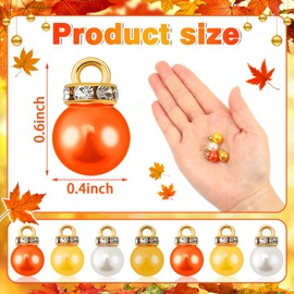 Jansun 90PCS Thanksgiving Day Mini Balls Ornaments, Fall Autumn Imitation Pearl Pendants Miniature Xmas Tree Hanging Decorations Small Vintage Glitter Balls for Holiday Party DIY Craft Decor Supplies