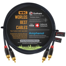 Gotham GAC-4/1 - Cable de interconexión de audio de estrella cuádruple de 2 pies con cuerpo chapado en cromo negro Amphenol ACPL, conectores RCA chapados en oro, direccional