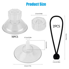 UNINGYI Pack of 10 Suction Cup Camping, Suction Cup with Thread Suction Cups for Windows, Transparent Suction Cups, Suction Cup for Awning, Car, Camping, Window and Sun Visor, (4.5 cm, with 2 Rubber