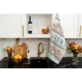 Crystal Arrow Wild Horse Tea Towel Green Brown 100% Cotton Mustang Stampede Jacquard Kitchen