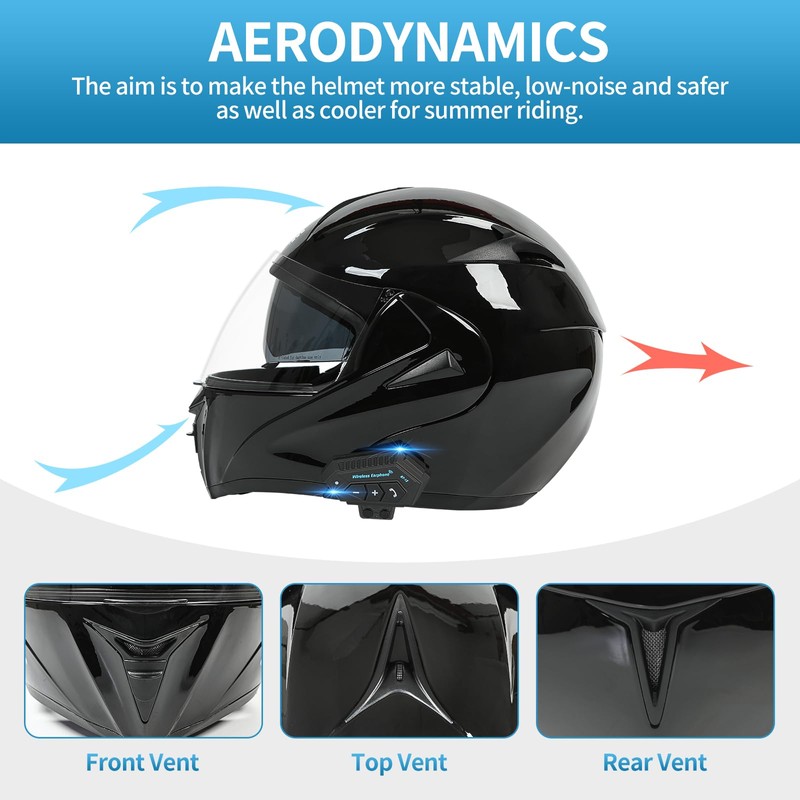 FRBRK Motorcycle Bluetooth Modular Helmet, DOT Approved Dual Visor Full