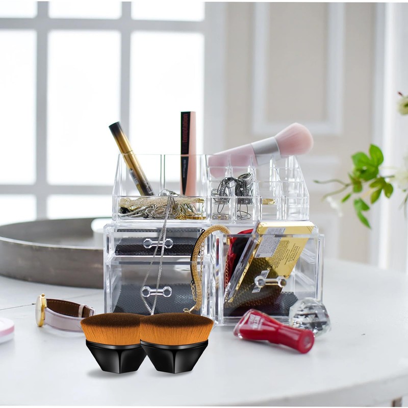 2 Pcs Multifunctional Kabuki Brush - Foundation, Blusher, Powder, Concealer