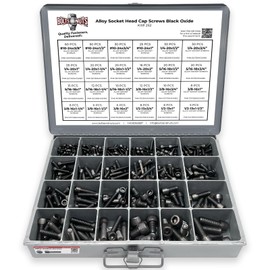 Inch Alloy Allen Socket Head Cap Screws Bolts Coarse Thread Black Oxide Assortment - 453 PCS