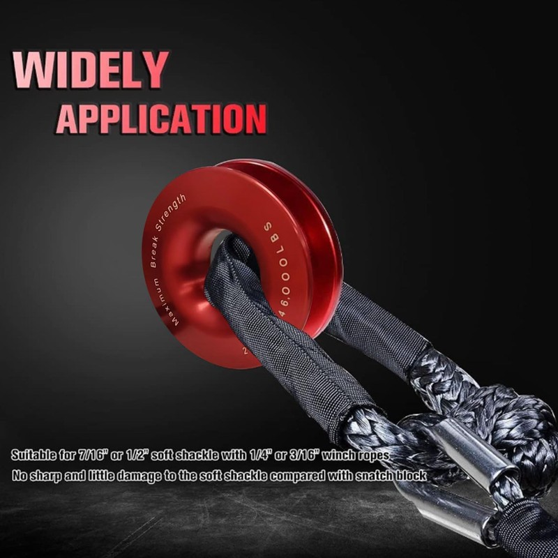 Recovery Snatch Ring Block Snatch Pulley 41000lbs Soft Shackle Winch
