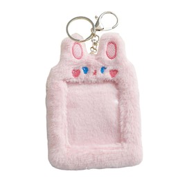 Plush ID Card Holder, Cartoon ID Card Case, Key Ring Holder, Photo Sleeves, Idol Photo Case, Protective Cover, Case for ID Card, Keys, Tickets, Playing Cards, Football Cards, Pink Rabbit