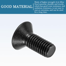 QUARKZMAN M10 x 25 mm Hex Socket Flat Head Countersunk Screws x 10 Pieces 10.9 Alloy Steel Socket Head Cap Screws for Machinery and Furniture, [Black]