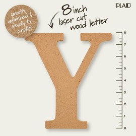 Plaid Wood Unfinished Letter, 8" Wooden Surface Perfect for DIY Arts and Crafts Projects, 63604, 8 inch