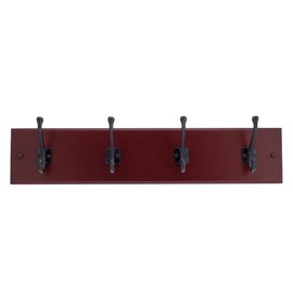 Richelieu Hardware T37922900 Classic Hook Rack 24 in (610 mm), Cherry and Matte Black