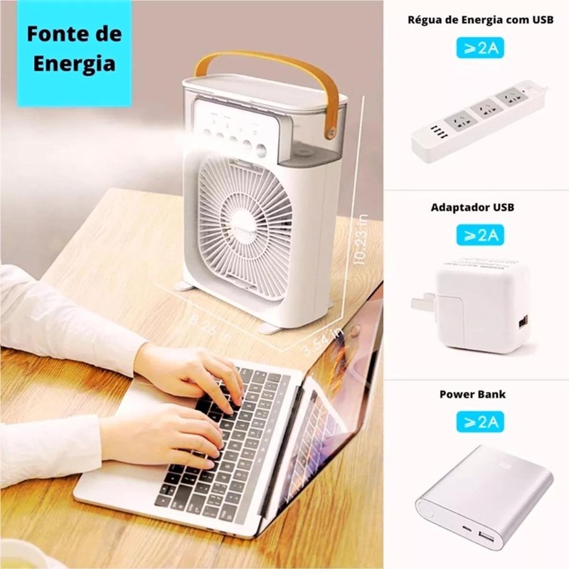 LUXVI Ventilador de Escritorio y Humidificador con Luz LED: Refresca